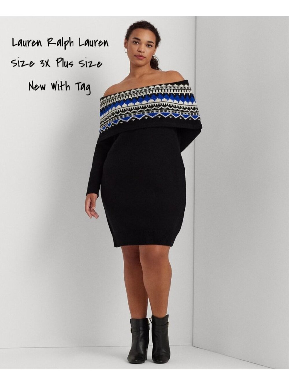 Lauren Ralph Lauren Off-the-Shoulder Sweater Dress Plus Size 3X New with Tag